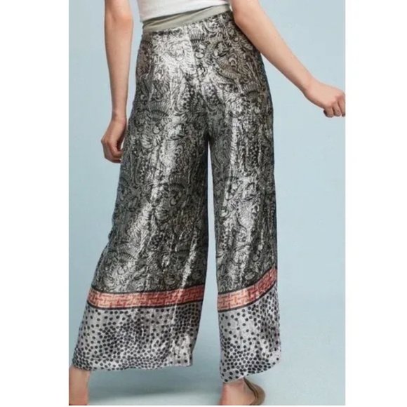 Anthropologie palazzo wide leg velvet pants, holiday party pants, size S - Picture 1 of 4